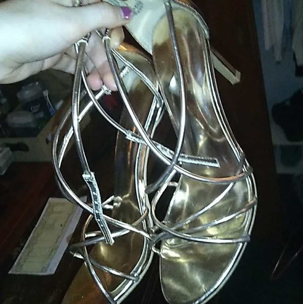 Brash strappy gold heels